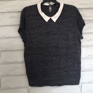 Grey and white peter pan collar blouse